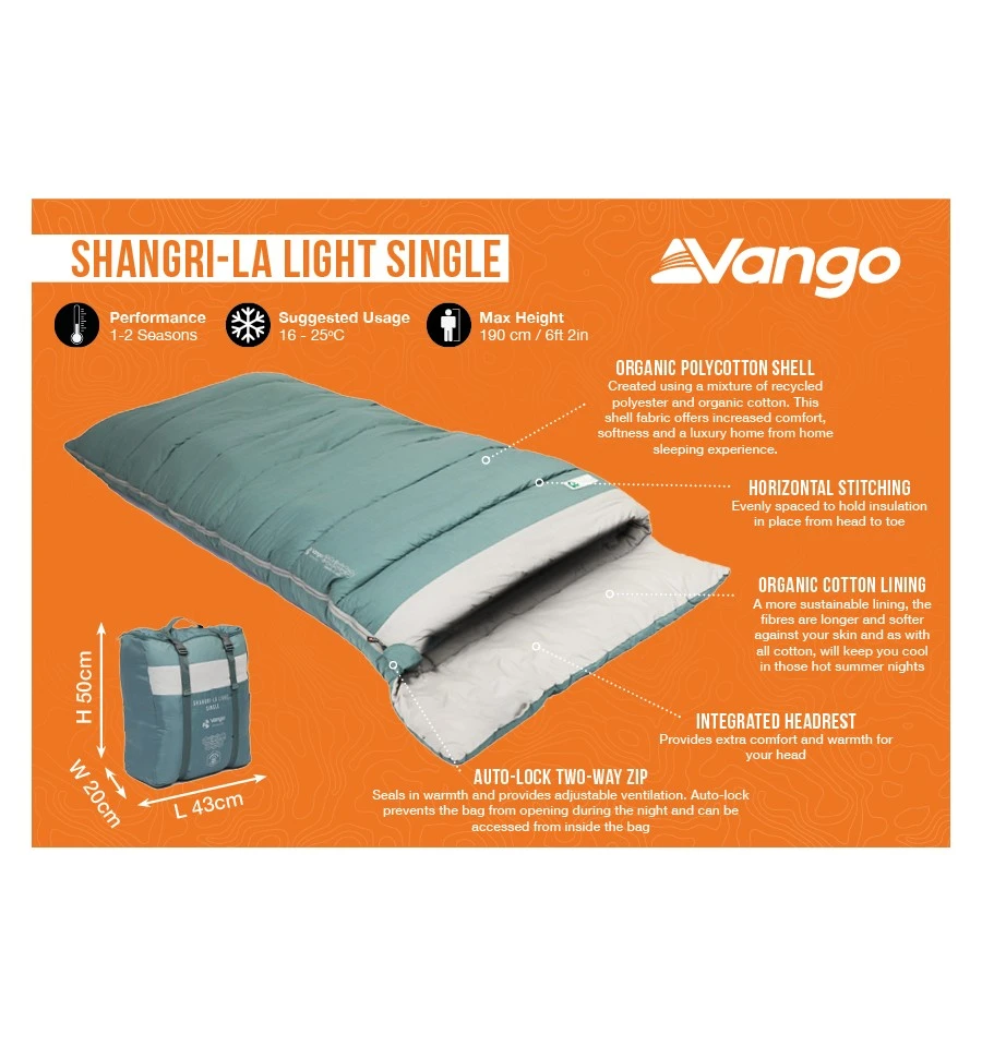 Vango Shangri-La Single Sleeping Bag 4 Vango Shangri-La Single Sleeping Bag - Image 2